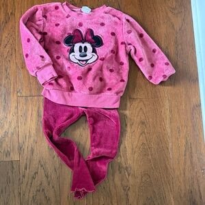 Pink Minnie Mouse Polka Dot Sweatshirt and Leggings Set